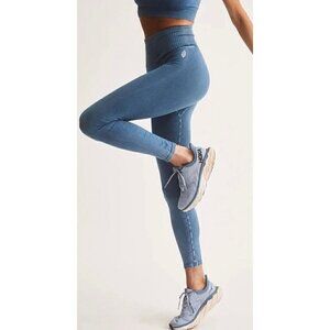 F. Movement XS High-Waisted Ribbed Seamless Leggings Teal, PILATES, GYM ATTIRE,